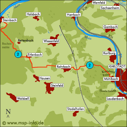 Maintalwanderweg linksmainisch, Karlstadt-Rohrbach-Erlenbach- Buchenmühle-Steinbach