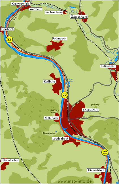 Rad- und Wanderweg rechtsmainisch, Richtung Gem&uuml;nden, Laudenbach bis Staustufe Harrbach