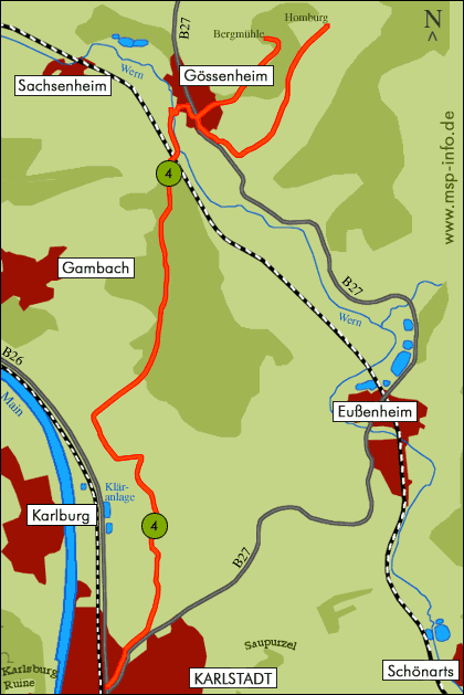 Wanderweg Karlstadt-Gössenheim Bergmühle oder zur Homburg