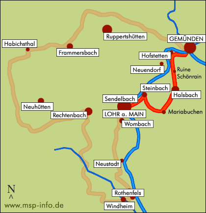 Wanderung Lohr - Mariabuchen - Sch&ouml;nrain - Gem&uuml;nden