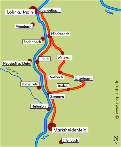 Radtour Lohr - Marktheidenfeld - Urspringen - Lohr