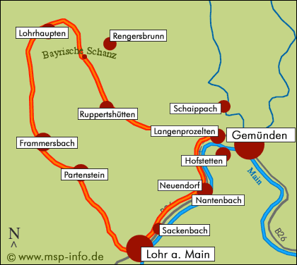 Radtour Lohr - Frammersbach - Langenprozelten