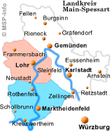 Landkreis Main-Spessart. Das regionale Gebiet ist farblich markiert.